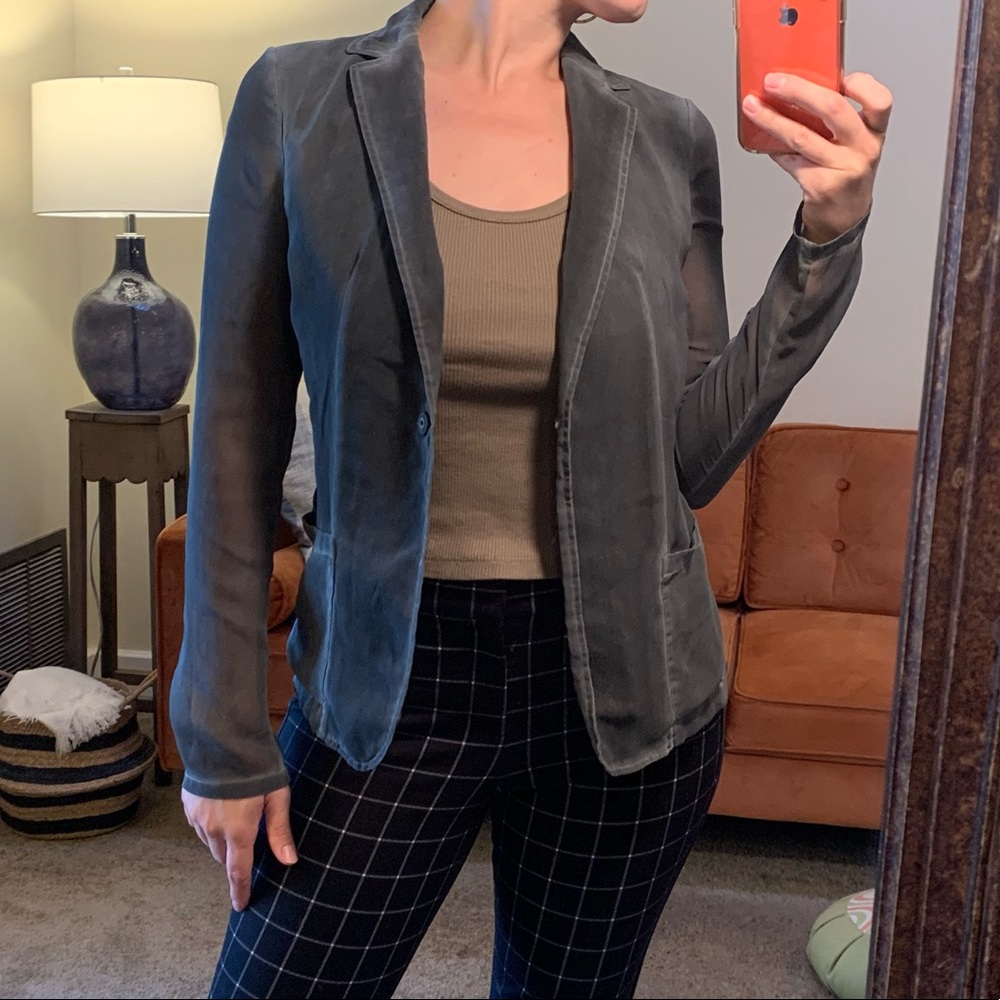 Elie Tahari Abby jacket Grey Fade Sheer Blazer XS